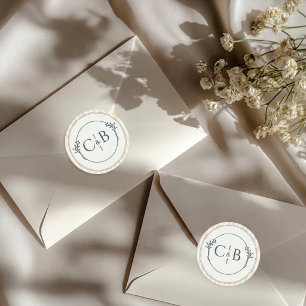 Adesivo Casamento de Listras de Pêssego e Creme com Monogr