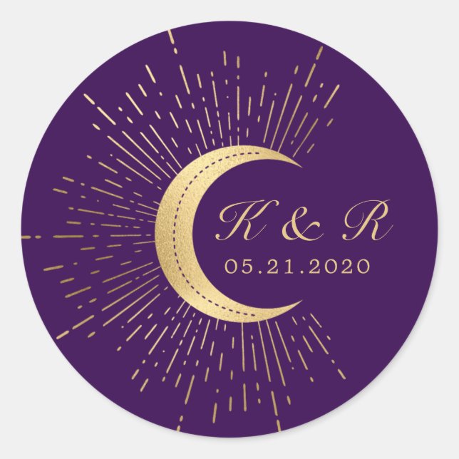 Adesivo Casamento de Lua Dourada à meia-noite Celestial (Frente)
