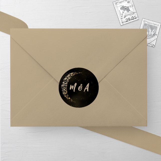 Adesivo Casamento de Lua e Lua Dourada e Negra (Criador carregado)