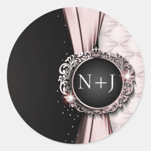 Adesivo Casamento de Luxo Rosa e Preto Elegante