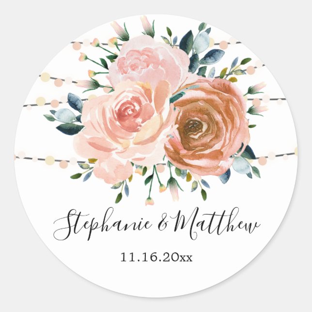 Adesivo Casamento de Luzes de Coral Rosa-Rosa Botânica (Frente)