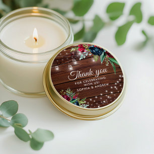 Adesivo Casamento de Luzes Florais Rustic Wood Burgundy