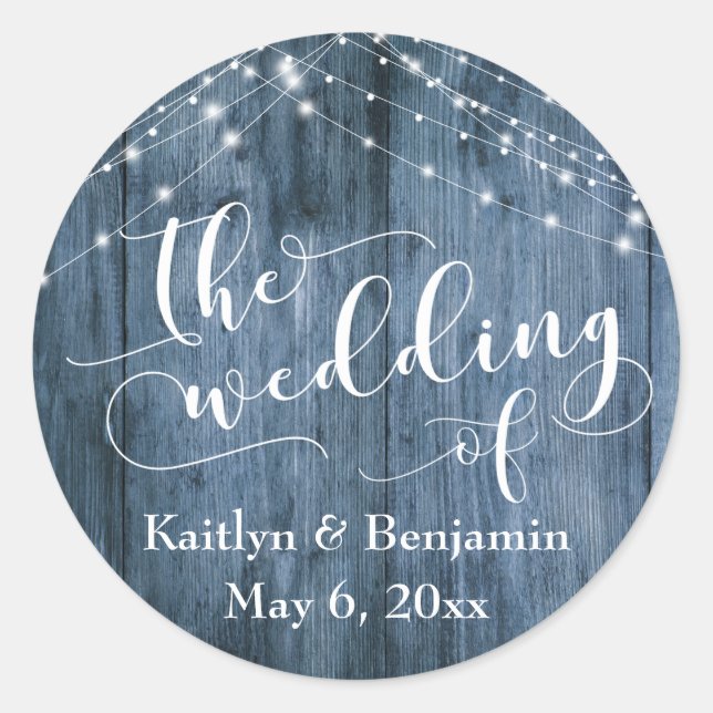 Adesivo Casamento de Madeira Azul Rústica e Cordas Claras  (Frente)