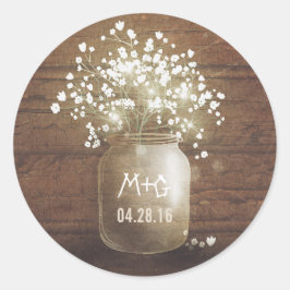 Adesivo Casamento de madeira russa Mason Jar Breath do beb