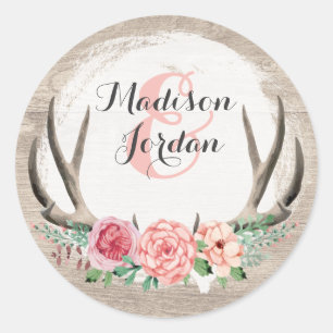 Adesivo Casamento de Madeira Rustic Wood Floral Antlers Pe