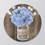 Adesivo Casamento de Madeira Rústica com Jar Rústica Blue<br><div class="desc">Blue Hydrangea Floral Jar Rustic Wood Stickers</div>