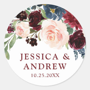 Adesivo Casamento De Marinho Azul Blush Floral De Água