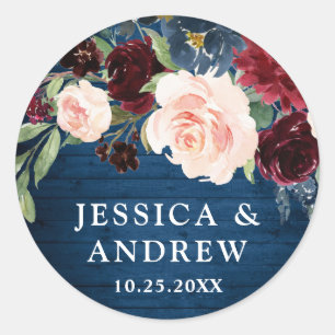 Adesivo Casamento De Marinho Azul Blush Floral De Água