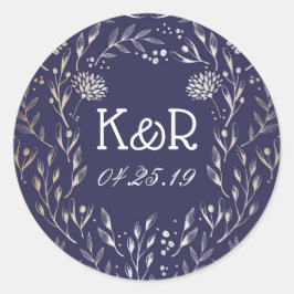 Adesivo Casamento de marinho Azul e Dourado Jardim Floral