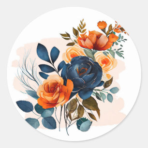 Adesivo Casamento de marinho Azul e Pena Laranja
