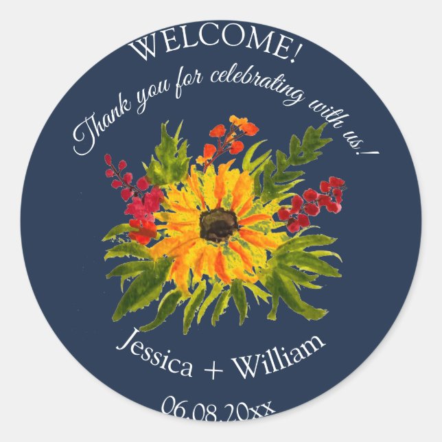 Adesivo Casamento de Marinho de Cores de Água Flórida Rúst (Frente)