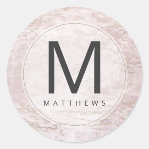 Adesivo Casamento de Mármores Modernos em Monogramas Rosa