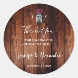 Adesivo Casamento de mason jar monograma de madeira