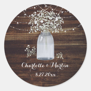 Adesivo Casamento de Mason Jar, Rústico, Respiração do Beb