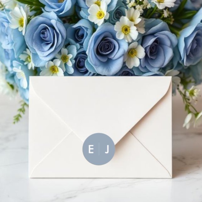 Adesivo Casamento de Monograma Azul e Branco (Criador carregado)
