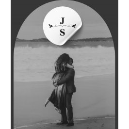 Adesivo Casamento de Monograma Branco e Preto Elegante