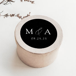 Adesivo Casamento de Monograma Branco e Preto Espetado Mod