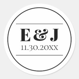 Adesivo Casamento de Monograma Branco e Preto Minimalista
