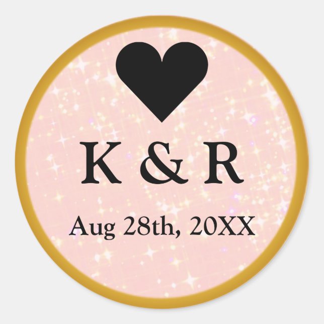 Adesivo Casamento de monograma cor-de-rosa (Frente)