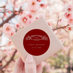 Adesivo Casamento de monograma da crista botânica da Borgo