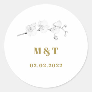 Adesivo Casamento de Monograma das Orquídeas Florais Moder