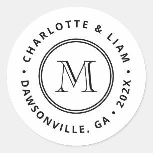 Adesivo Casamento de Monograma de Data de Nome Personaliza