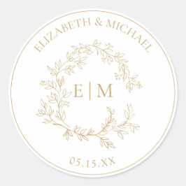 Adesivo Casamento de Monograma de Folha Dourada Moderna