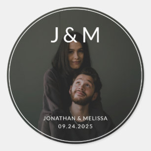Adesivo Casamento de Monograma de Foto Minimalista Moderna