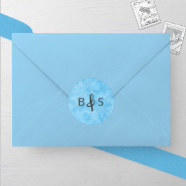 Adesivo Casamento de Monograma de Frost de inverno Azul