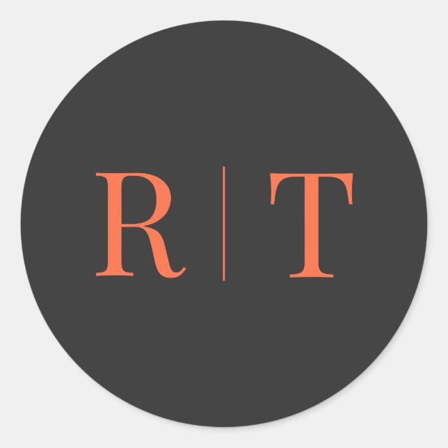 Adesivo Casamento de Monograma de laranja de cinza (Frente)