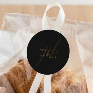 Adesivo Casamento de Monograma de Script Mínimo Moderno El