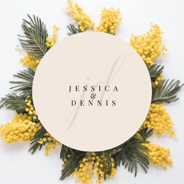 Adesivo Casamento de Monograma de Script Mínimo Moderno El (Criador carregado)