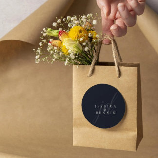 Adesivo Casamento de Monograma de Script Mínimo Moderno El