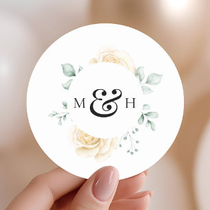 Adesivo Casamento de Monograma de Vegetação com Aquarela M