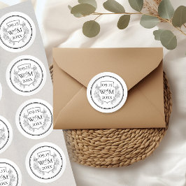 Adesivo Casamento de Monograma de Vintage Elegante