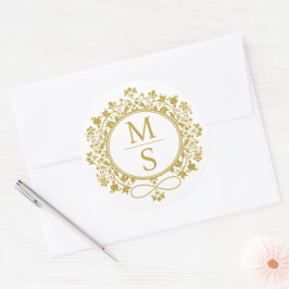 Adesivo Casamento de Monograma Dourado