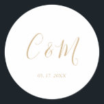 Adesivo Casamento de Monograma Dourado Elegante<br><div class="desc">Vinheta de Casamento Elegante</div>