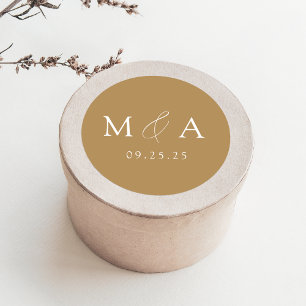 Adesivo Casamento de Monograma Dourado Elegante Moderno