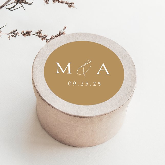 Adesivo Casamento de Monograma Dourado Elegante Moderno (Criador carregado)