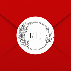 Adesivo Casamento de Monograma Editável Elegante