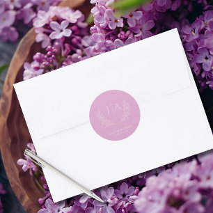 Adesivo Casamento de Monograma Lilac lavanda minimalista