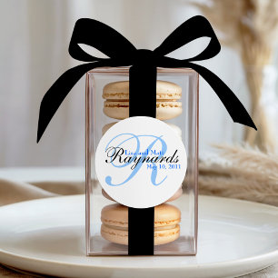 Adesivo Casamento de Monograma Negro Azul