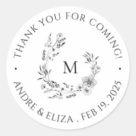 Adesivo Casamento de Monograma Negro e Branco Obrigado Sti