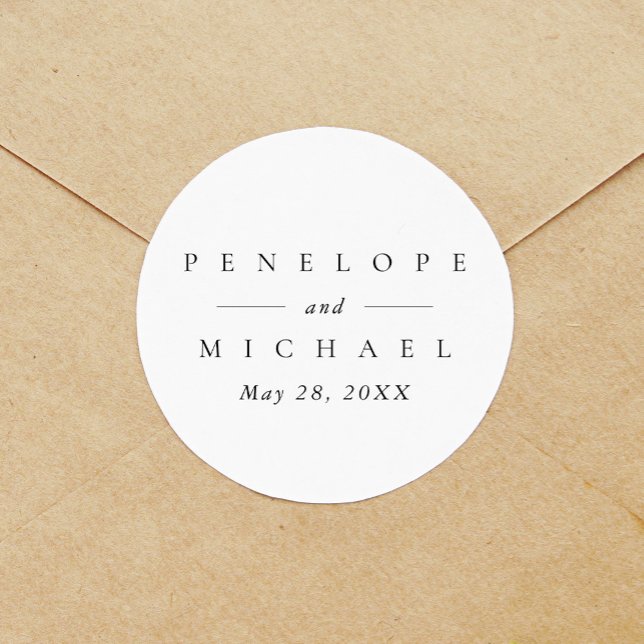 Adesivo Casamento de Monograma Personalizado Branca e Pret (Chic and elegant wedding sticker.)