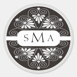 Adesivo Casamento De Monograma Preto E Branco 3