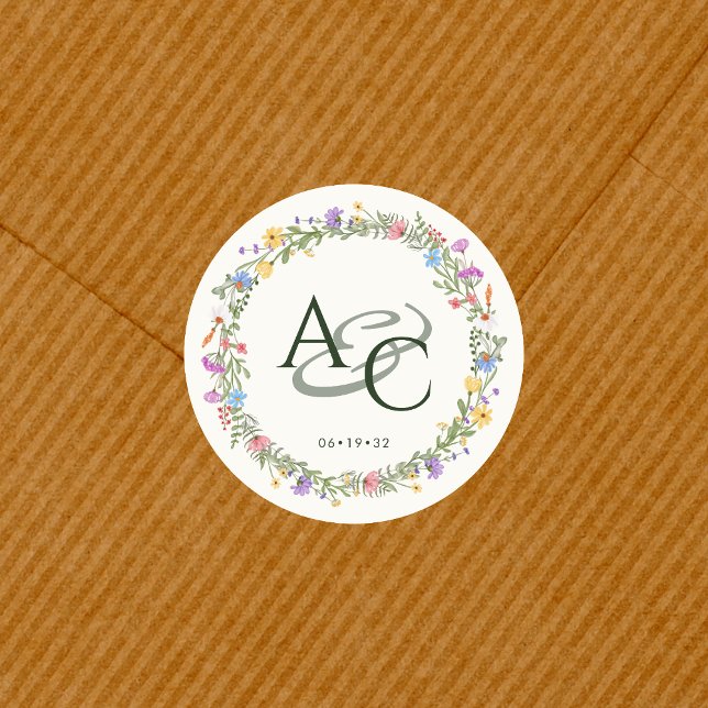 Adesivo Casamento de Monograma Russo Moderno (Criador carregado)