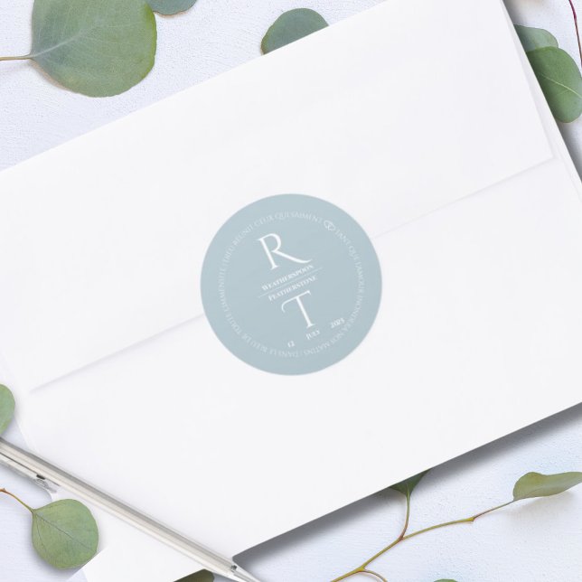 Adesivo Casamento de Monograma Simples de Cinzas Brancas E (Criador carregado)