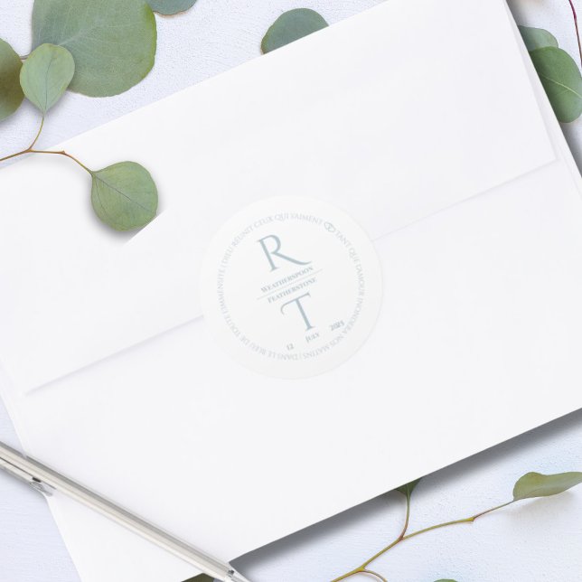 Adesivo Casamento de Monograma Simples de Cinzas Brancas E (Criador carregado)