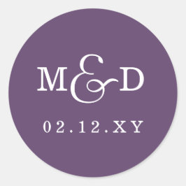 Adesivo Casamento de Monograma Simples e Roxo