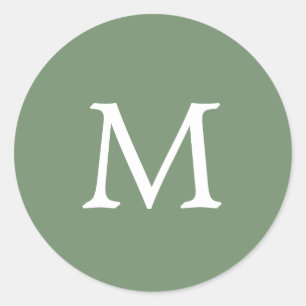 Adesivo Casamento de Monograma Verde de Cor Sólida Simple